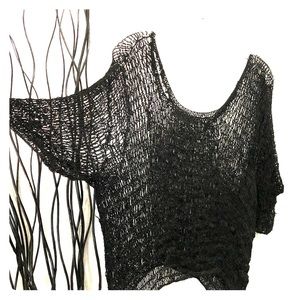 En Vogue Black See Thru Tied Net Top One Size Fits